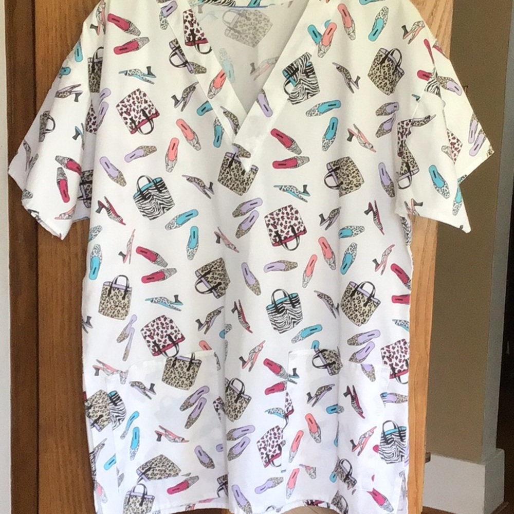 Animal Print Shoes and Bags Scrub Top